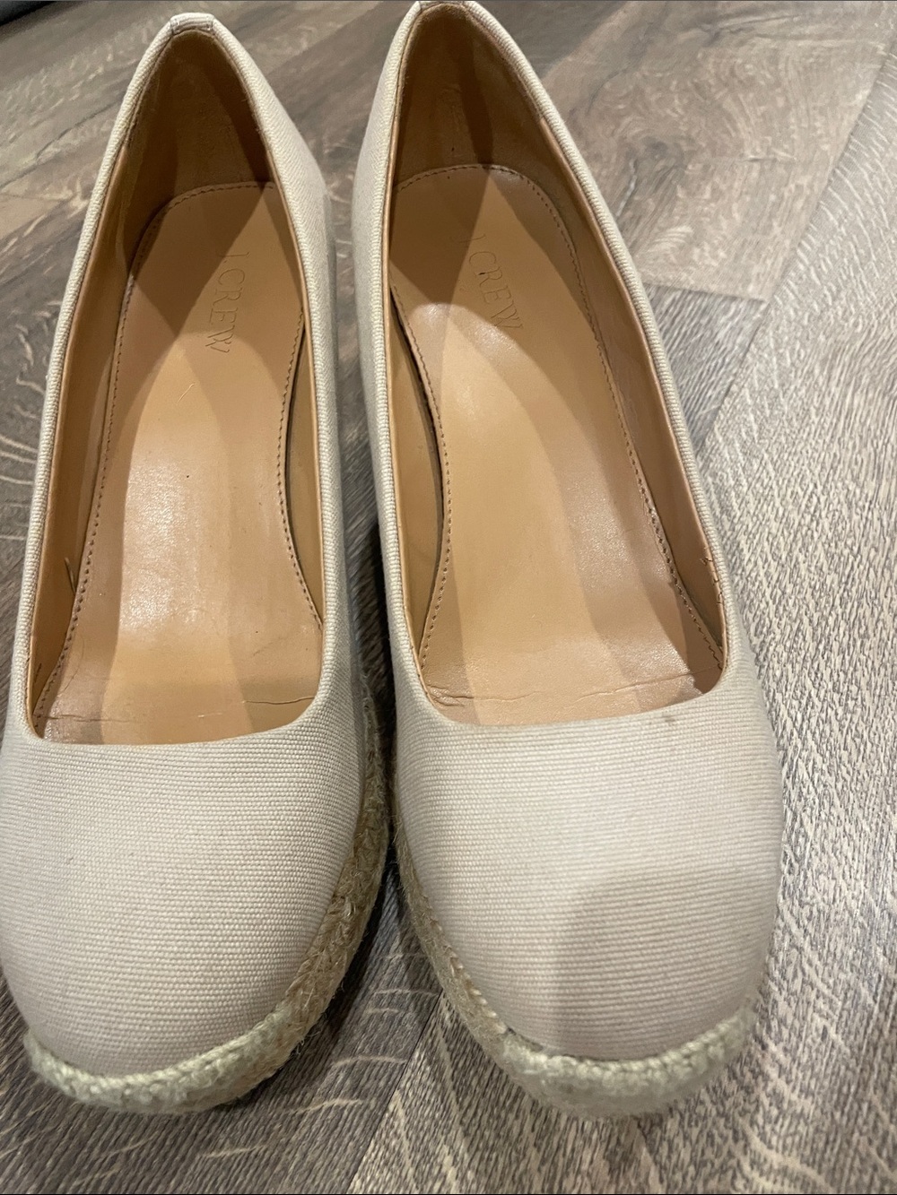 J. Crew Cream Canvas Espadrille Wedge Pumps